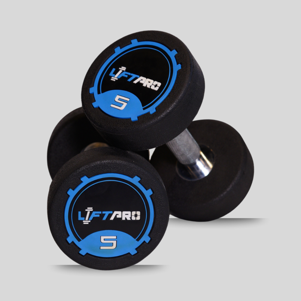 LIFTPRO IRON RUBBER DUMBBELLS PAIR 5 KG