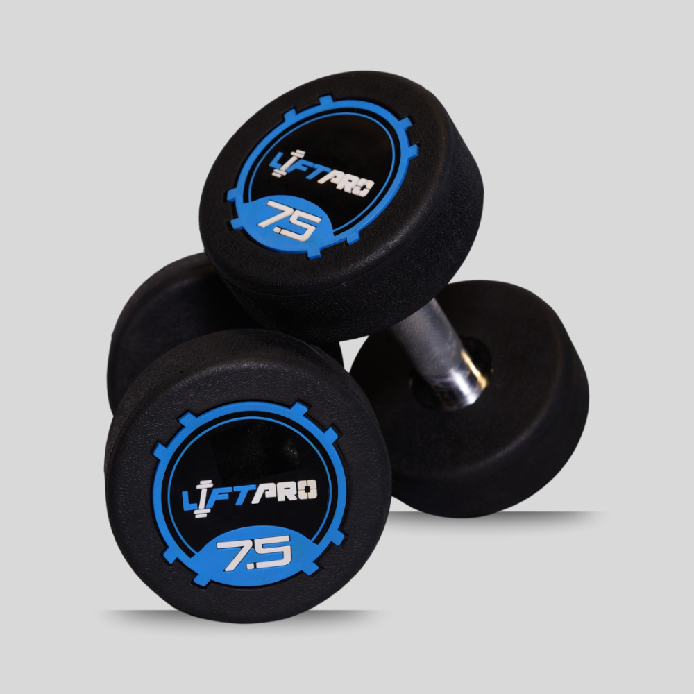 LIFTPRO IRON RUBBER DUMBBELLS PAIR 7.5 KG