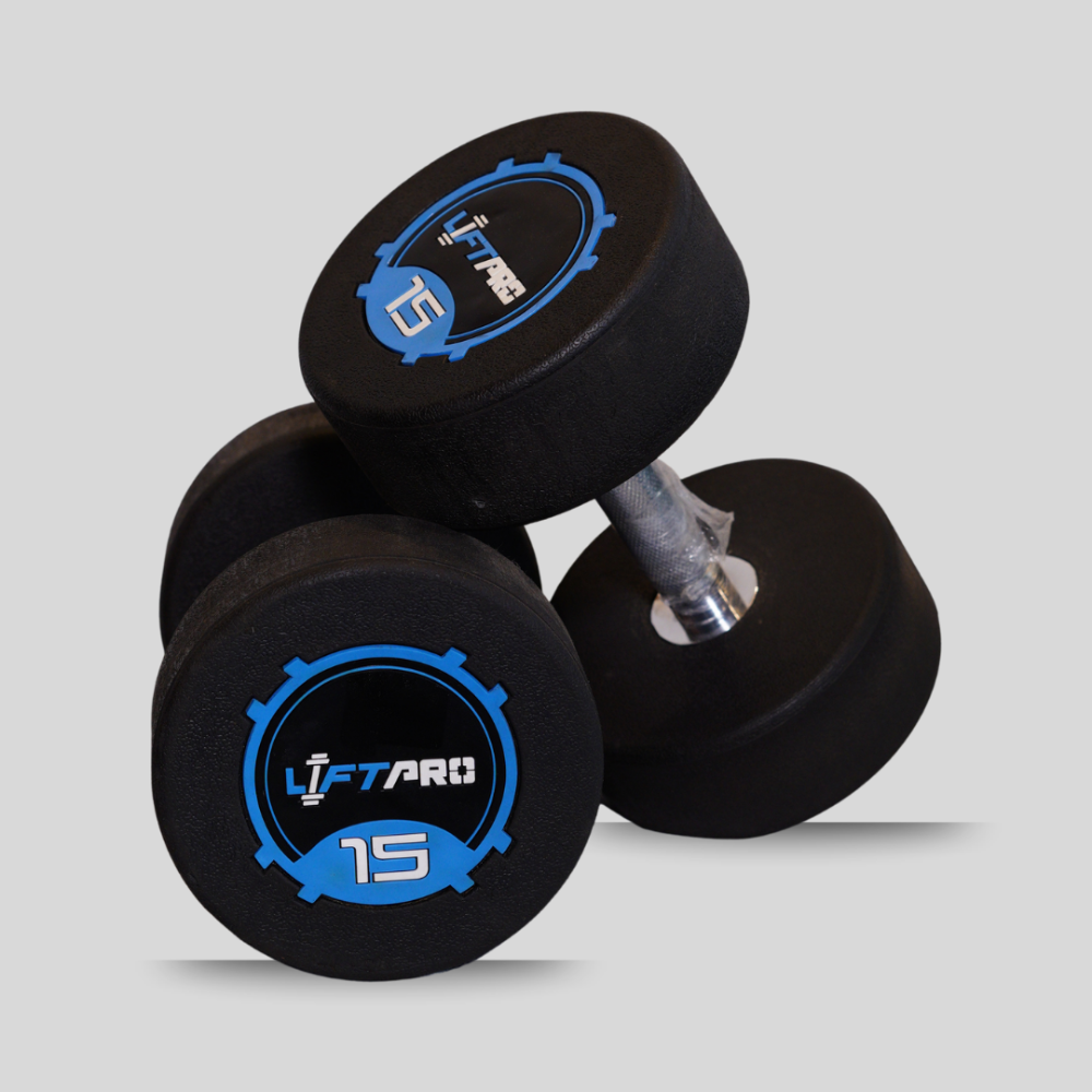 LIFTPRO IRON RUBBER DUMBBELLS PAIR 15 KG