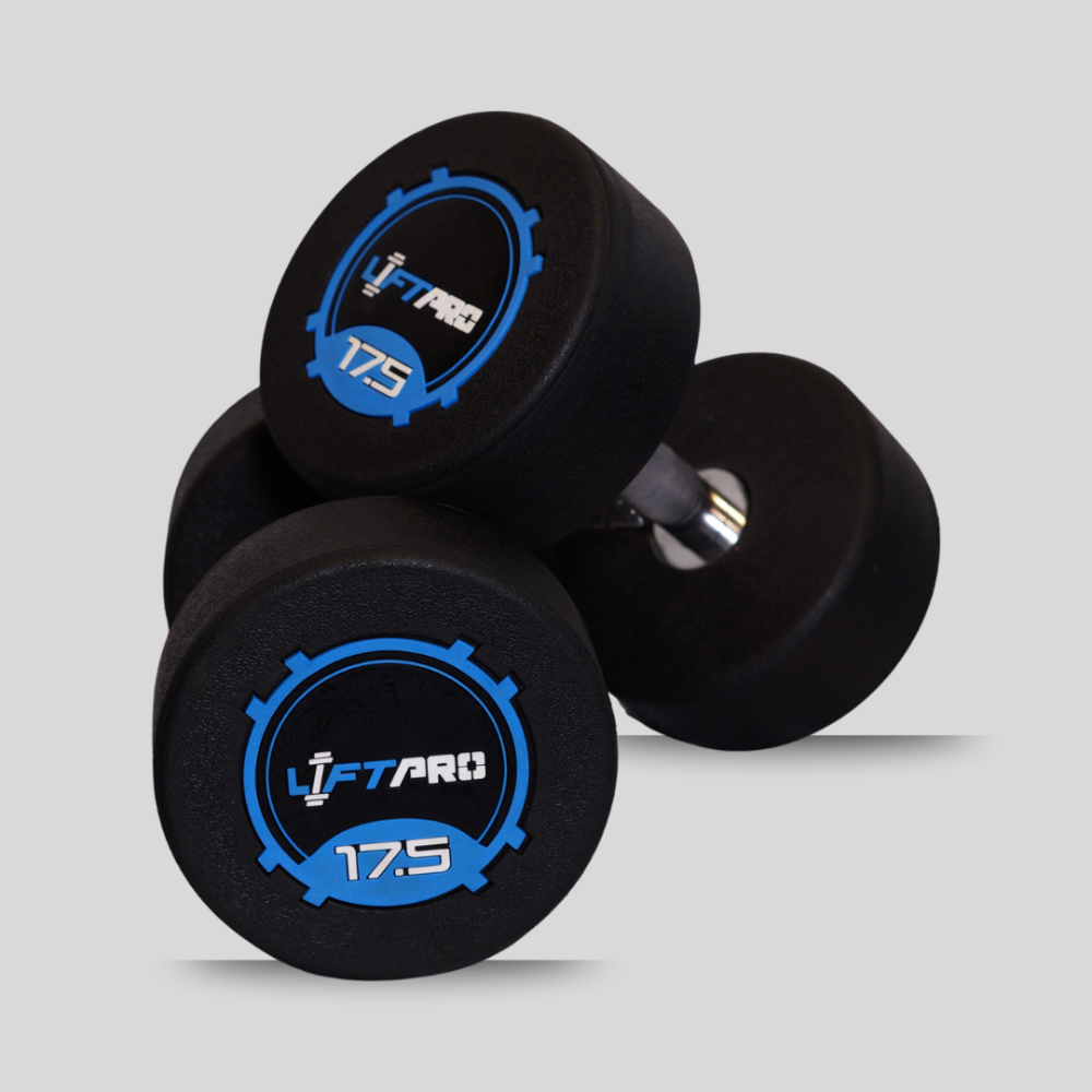 LIFTPRO IRON RUBBER DUMBBELLS PAIR 17.5 KG