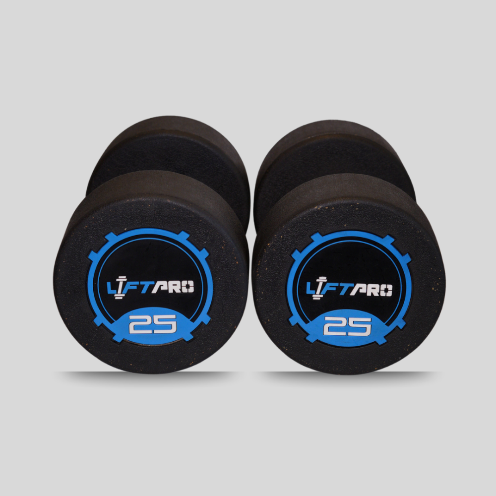 LIFTPRO IRON RUBBER DUMBBELLS PAIR 25 KG