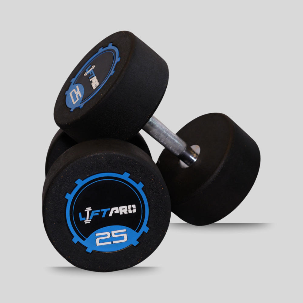 LIFTPRO IRON RUBBER DUMBBELLS PAIR 25 KG