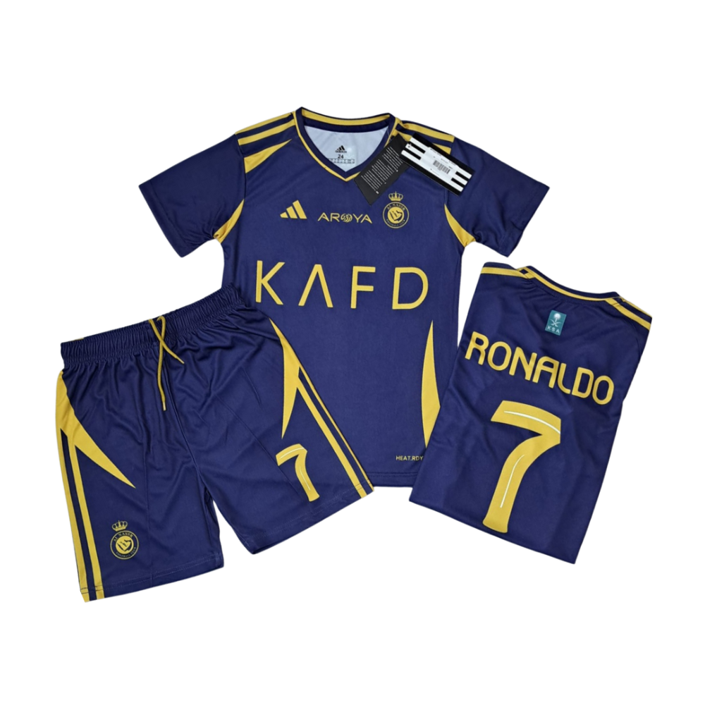 ADIDAS RONALDO AL-NASR KAFD AWAY FOOTBALL KIT KIDS 2024-2025