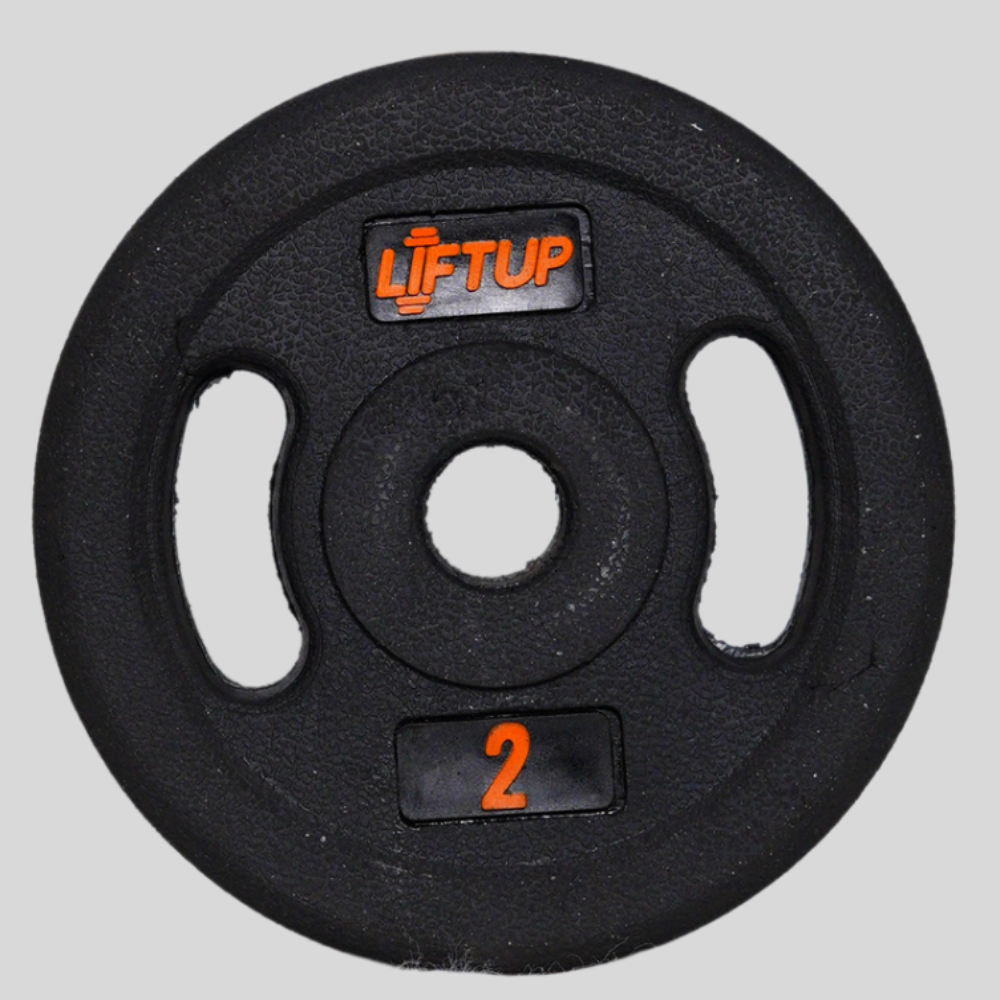 LIFTUP Regular Rubber Weight Plate 2-KG – 1 Inch Hole | Gym & Home Workout