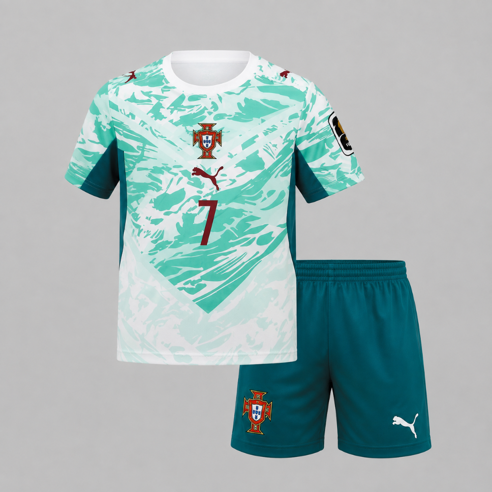 Puma Portugal Ronaldo Kids Kit 2026 | CR7 World Cup Away Football Kit