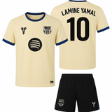 ADIDAS LAMINE YAMAL FCB AWAY FOOTBALL KIT KIDS OR 25-26