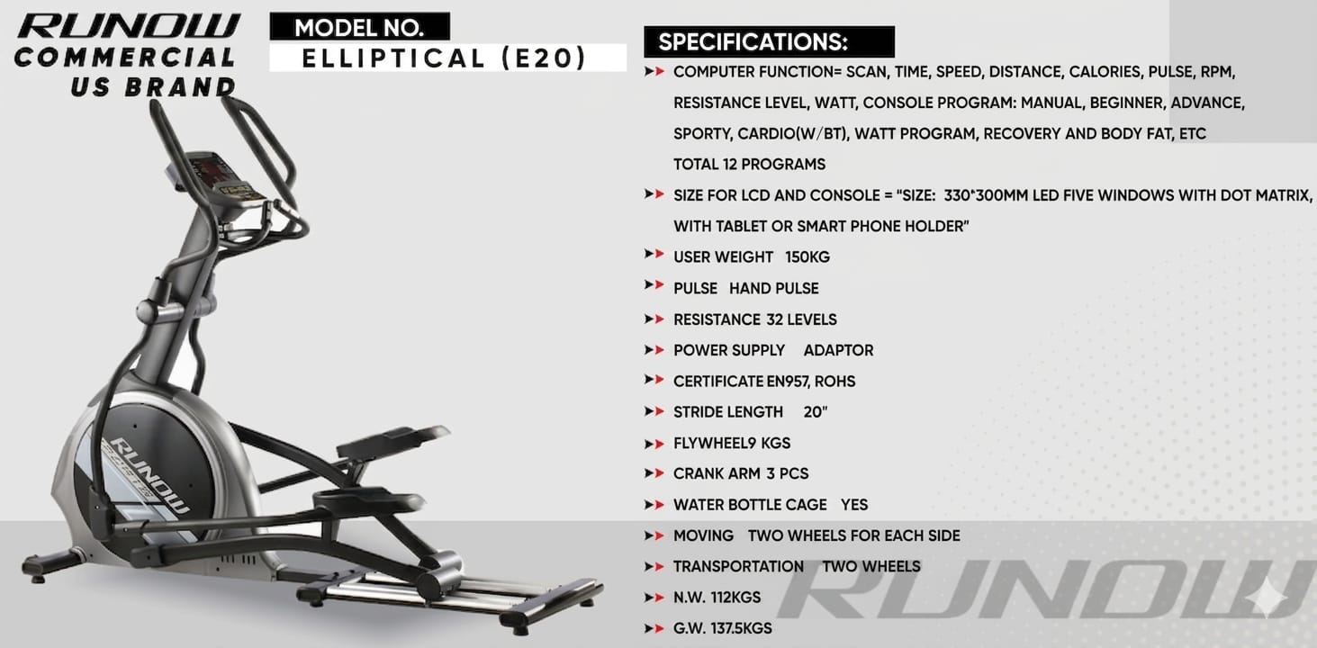 Runow Commercial Elliptical Brand US E-12