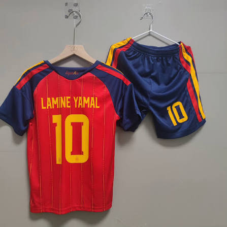 Spain 2026 World Cup Lamine Yamal #19 Kids Home Kit – Embroidered Jersey & Shorts Set